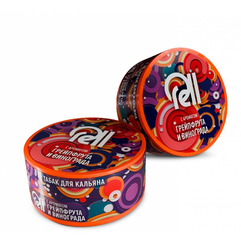 Фото и внешний вид — Табак для кальяна RELL с ароматом Грейпфрута и винограда (25г.)