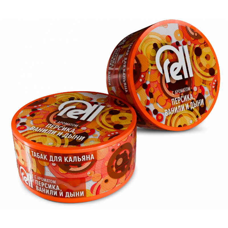 Фото и внешний вид — Табак для кальяна RELL с ароматом Персика, ванили и дыни (25г.)