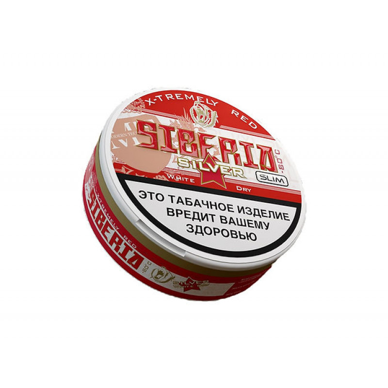 Фото и внешний вид — Табак жевательный SIBERIA Silver White Dry SLIM 13 гр