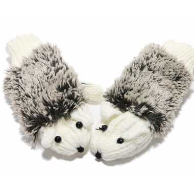 Варежки "Ёжик" белые