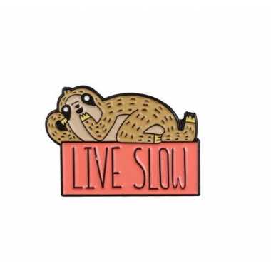 Значок металлический "Live Slow"