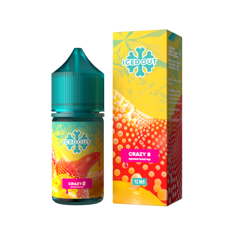 Фото и внешний вид — Ароматизатор Glitch Sauce ICED OUT - Crazy 8 ( Жвачка со вкусом клубники и банана ) 12 мл