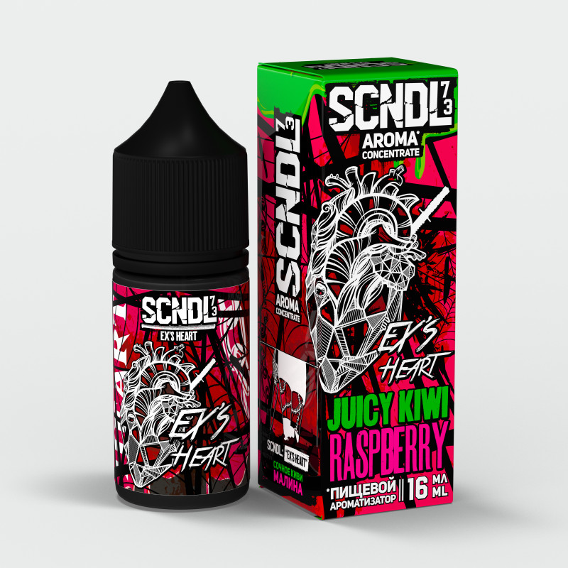 Фото и внешний вид — Ароматизатор пищевой SCNDL Ex's Heart - Сочное Киви Малина 16мл