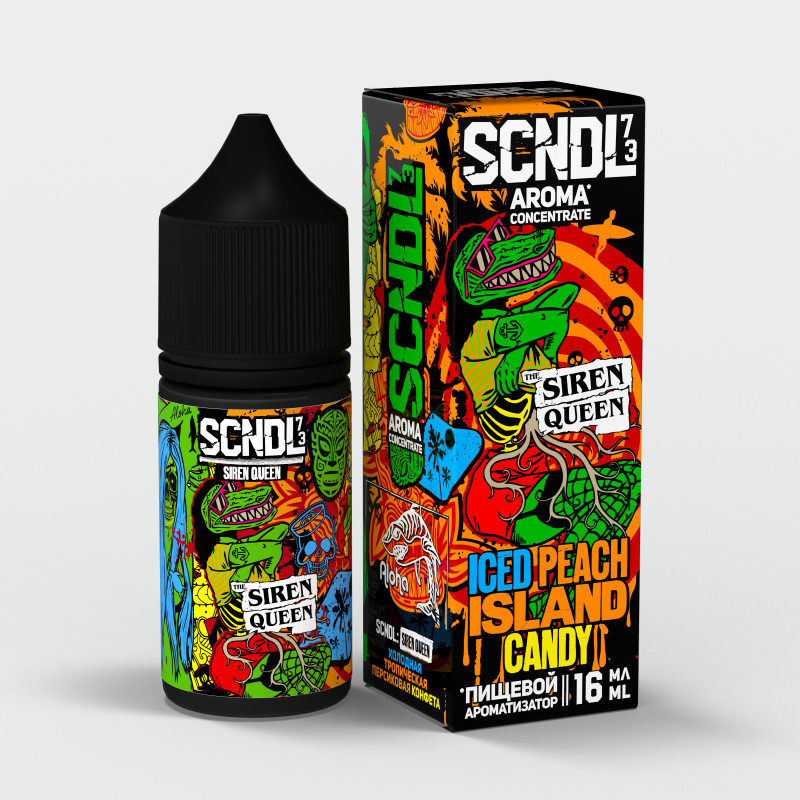 Фото и внешний вид — Ароматизатор пищевой SCNDL Siren Queen - Холодная Тропическая Персиковая Конфета 16мл