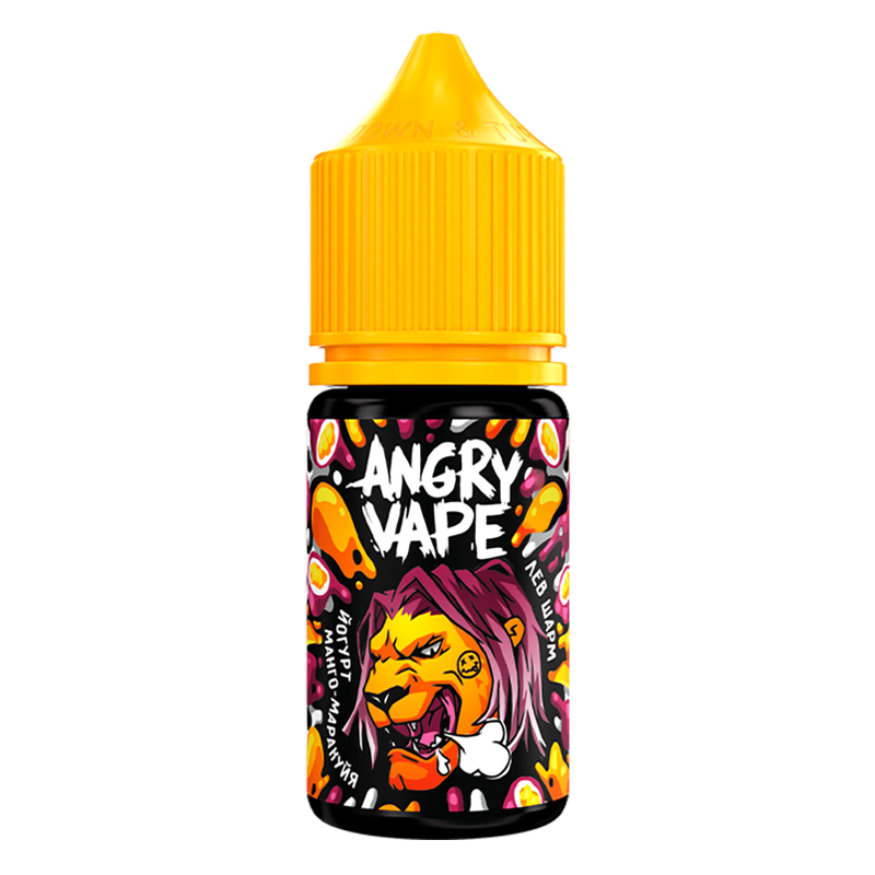 Фото и внешний вид — Angry Vape SALT 30ml - Лев Шарм (Йогурт манго маракуйя) S