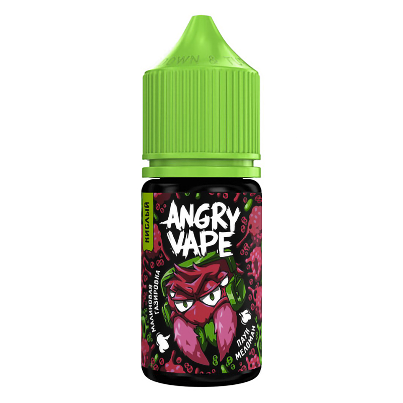 Фото и внешний вид — Angry Vape SALT 30ml - Паук Меломан (Малиновая Газировка) S