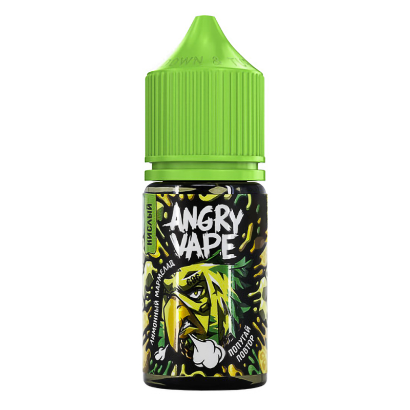 Фото и внешний вид — Angry Vape SALT 30ml - Попугай Повтор (Лимонный Мармелад) S