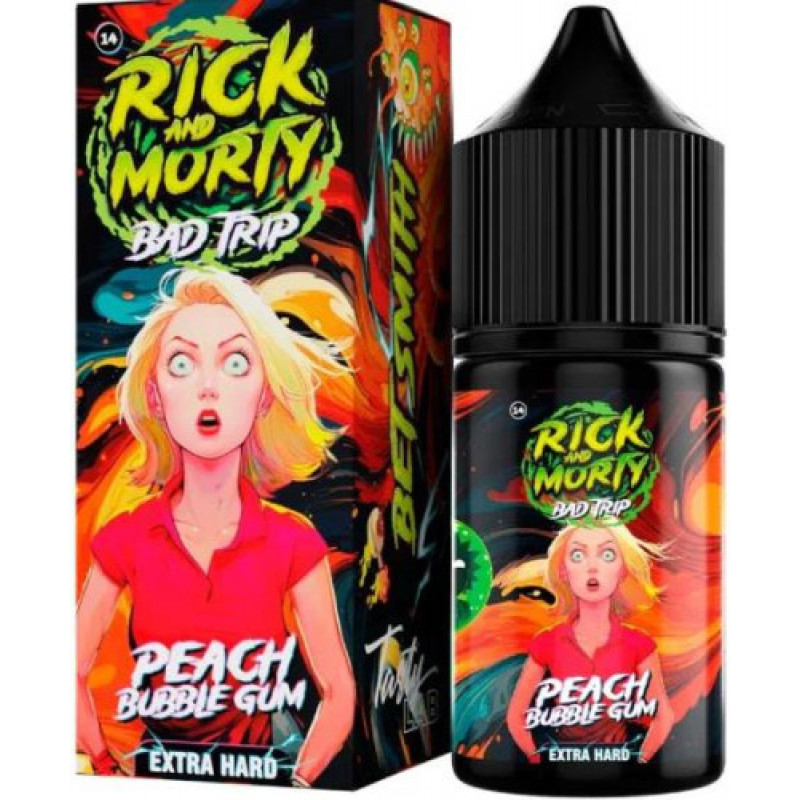 Фото и внешний вид — RICK AND MORTY BAD TRIP SALT 30ml - ПЕРСИК БАБЛГАМ S