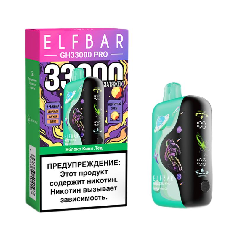 Фото и внешний вид — Elf Bar GH PRO 33000 - Яблоко Киви Лед