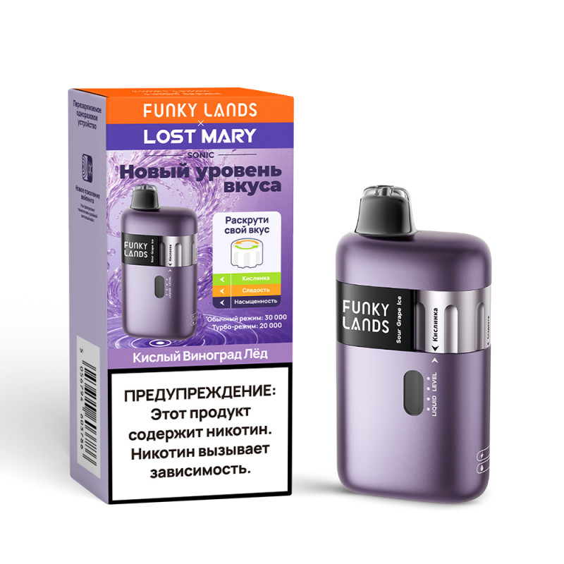 Фото и внешний вид — Funky Lands & Lost Mary SONIC 30000 - Кислый Виноград Лёд