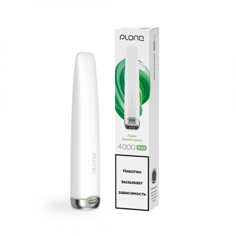 Фото и внешний вид — ЭСДН PLONQ PLUS PRO ВКУС: ЛАЙМ-ЛЕМОНГРАСС до 4000 затяжек