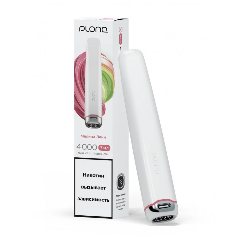 Фото и внешний вид — ЭСДН PLONQ PLUS PRO ВКУС: МАЛИНА ЛАЙМ до 4000 затяжек